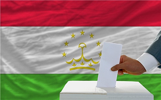 男人,投票,选举,塔吉克斯坦,正面,旗帜