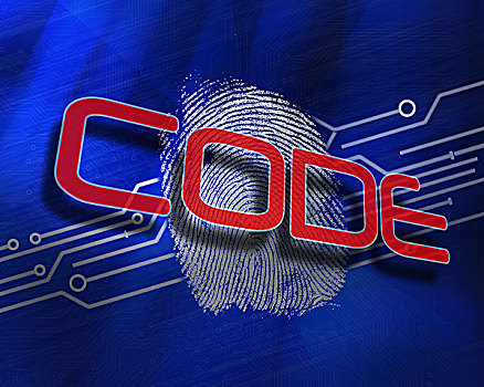 代码,指纹,数码,蓝色背景