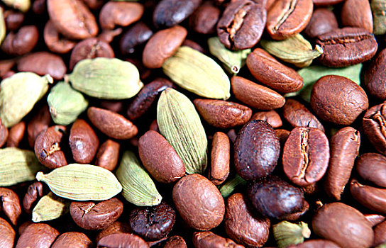 咖啡豆,小豆蔻,给,阿拉伯,咖啡,独特,味道