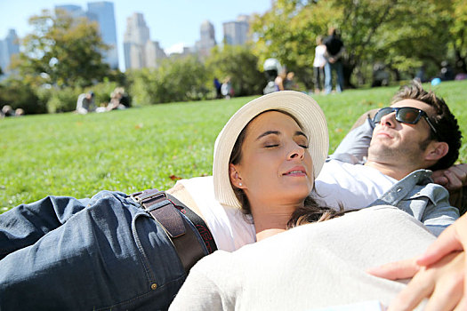 情侣,放松,中央公园