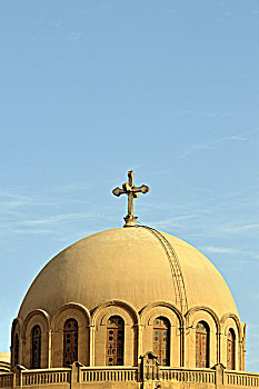 穹顶,希腊,东正教,教堂,科普特,开罗,埃及,非洲