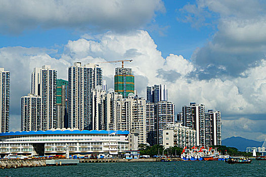 深圳蛇口海上世界的海景楼房景观