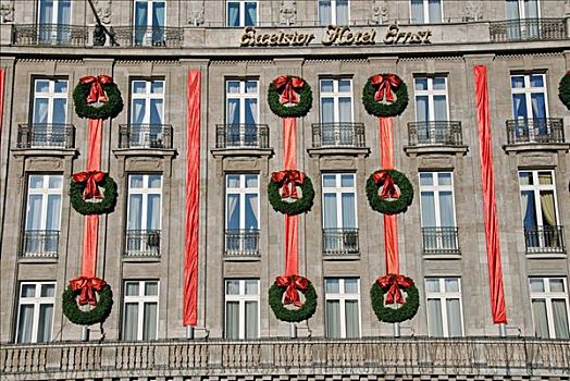 圣诞装饰,酒店,北莱茵威斯特伐利亚,德国,欧洲