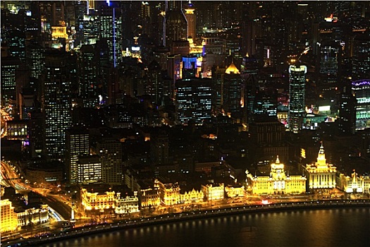 城市,上海,光亮,夜晚,中国