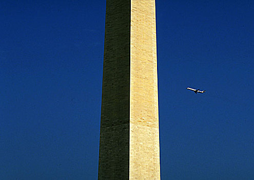 飞机,飞,天空,后面,华盛顿纪念碑,华盛顿特区,美国