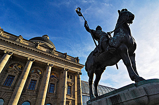 骑马,雕塑,巴伐利亚,正面,大臣,慕尼黑,德国,欧洲