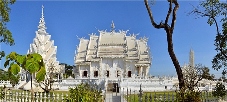 漂亮,白色,庙宇,清莱,泰国