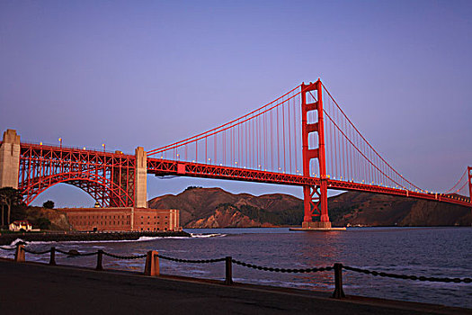 金门大桥,码头,日出,旧金山,加利福尼亚,美国
