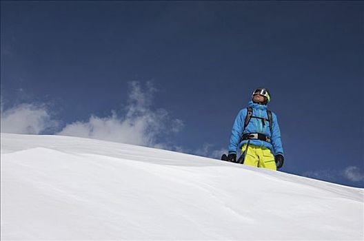 滑雪板玩家,雪,山,瑞士,欧洲