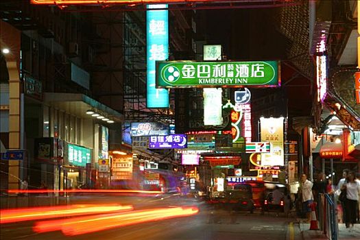 夜晚,香港,亚洲,中国