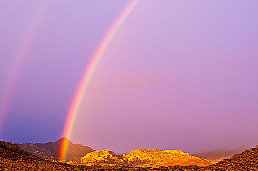 彩虹,上方,脱脂奶,内华达山脉,主教,加利福尼亚,美国
