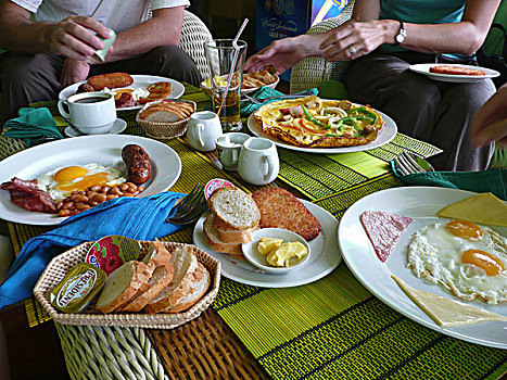柬埔寨,金边,西部,风格,早餐,绿色,芒果,餐馆