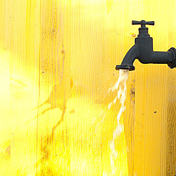 黄色,墙,水