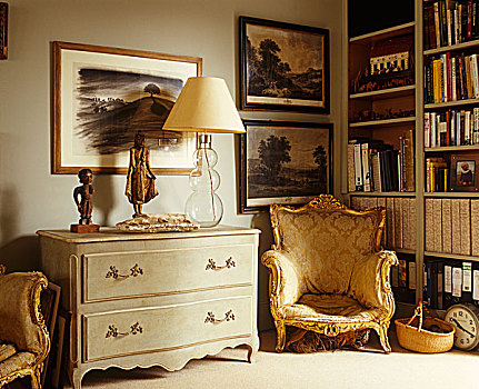 现代,衣柜,一对,乔治时期风格,扶手椅,舒适,伦敦,客厅