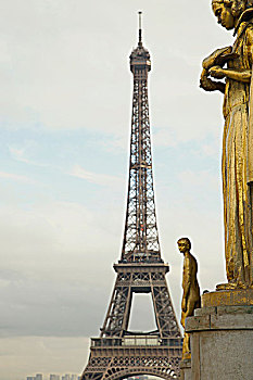 埃菲尔铁塔,金色,雕塑,巴黎,法国