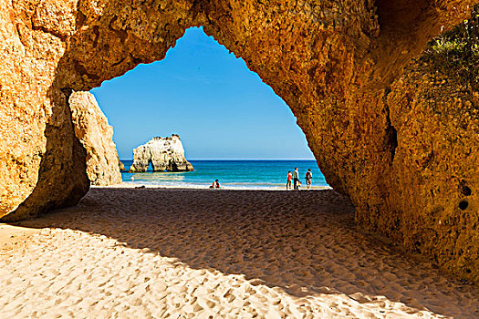 风景,小,拱形,沙滩,石头,阿尔加维,葡萄牙
