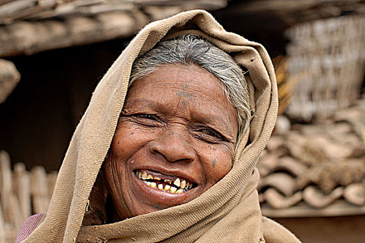 印度,微笑,奶奶,女士,满,乡村,靠近,马哈拉施特拉邦,一月,2007年