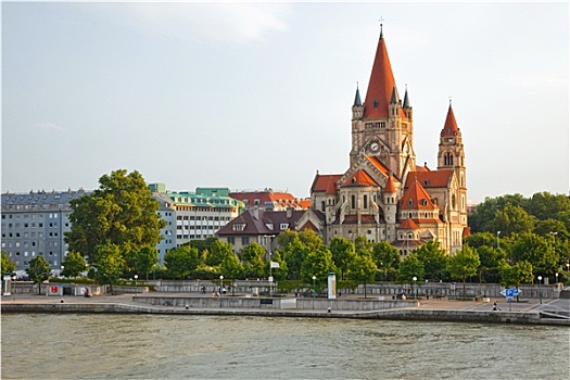 教堂,多瑙河,维也纳