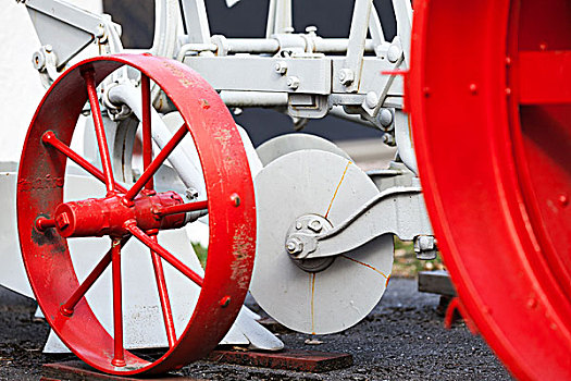 碎片,老,白色,拖拉机,红色,轮子