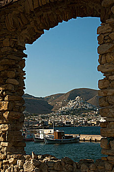 城镇,窗户,锡罗斯岛,希腊