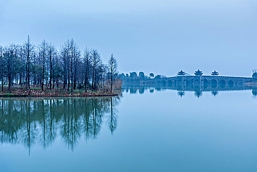 杭州湘湖自然风光,四亭桥