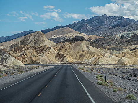 孤单,道路,石头,风景,艺术家,公路,死亡谷国家公园,加利福尼亚,美国,北美
