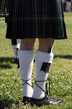 苏格兰人,风笛手,传统,苏格兰式短裙,羊毛袜