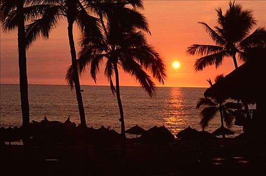 日落,上方,水,波多黎各,墨西哥