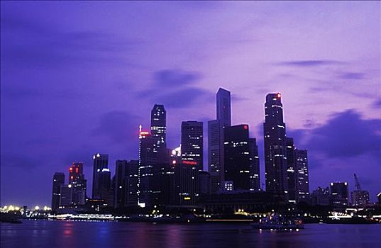 摩天大楼,城市,水岸,新加坡