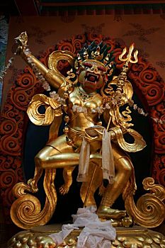 金色,雕塑,恶心,魔鬼,寺院,佛塔,靠近,博德纳,加德满都,尼泊尔,亚洲