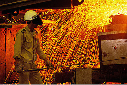 男人,工作,钢厂,马来西亚
