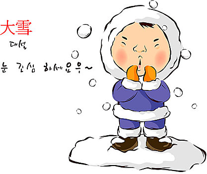 男孩,雪