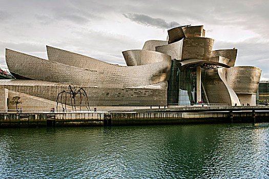 古根海姆博物馆,毕尔巴鄂,堤岸,河,建筑师,巴斯克,西班牙,欧洲