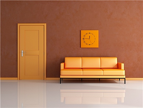 橙色,褐色,休闲沙发