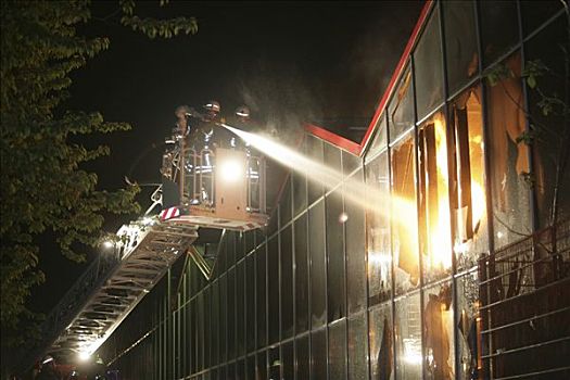 消防员,放,室外,火灾,莱茵兰普法尔茨州,德国