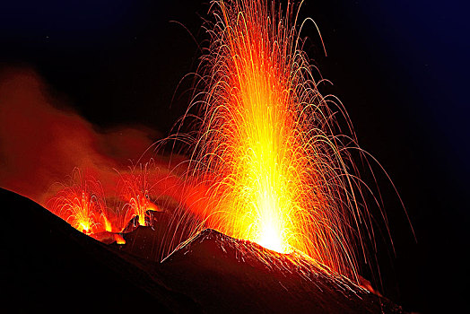 火山爆发,火山,岛屿,利帕里群岛,意大利,欧洲