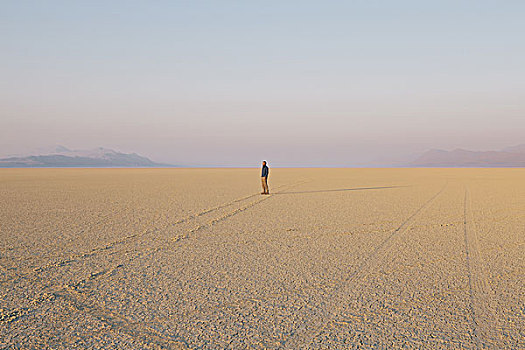 一个,男人,空,荒漠景观,黑岩沙漠,内华达