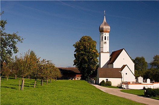 草地,教会,风景