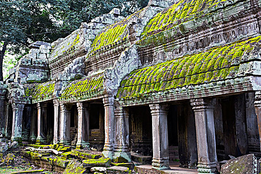 古老,柱廊,吴哥,柬埔寨,东南亚