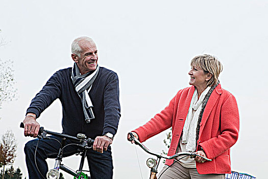 老年,夫妻,骑,自行车