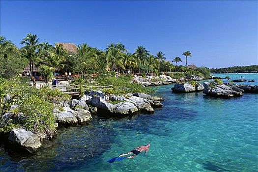 水下呼吸管,休闲公园,河,尤卡坦半岛,墨西哥,北美
