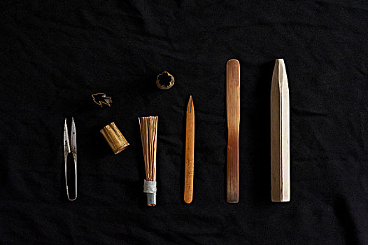 传统,日本,工具,黑色背景,背景