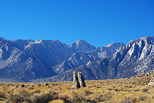 怪诞,石头,塔,内华达山脉,加利福尼亚