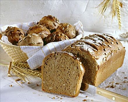 燕麦,小麦面包,面包卷