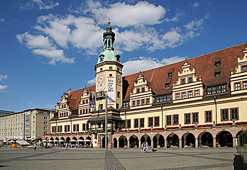 老市政厅,市场,莱比锡,德国,欧洲