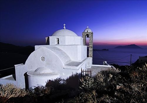 球形,教堂,海洋,日落,布拉卡区,基克拉迪群岛,希腊,欧洲