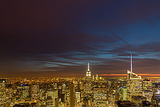 夜景,纽约,曼哈顿,日落