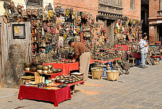 古式物品,商店,斯瓦扬布纳特佛塔,加德满都,世界遗产,尼泊尔,亚洲