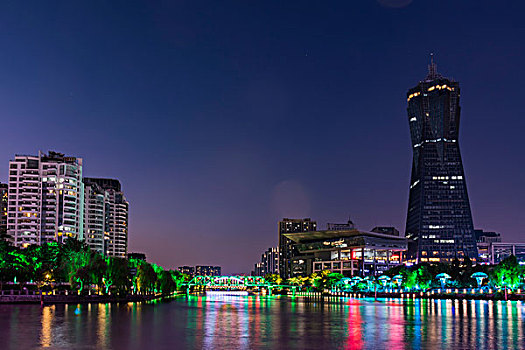 杭州武林门运河风光夜景