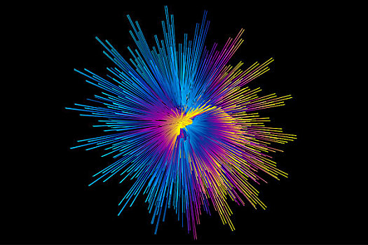 彩色线条组成发光放射状的抽象背景图